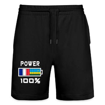 Ruanda und Frankreich Power 100 - Stanley/Stella Unisex Bio Joggingshorts Trainer  - Schwarz - Vorne - Nik (191cm) & Marisol (170cm)