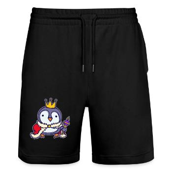 Cool Tier Pinguin Vogel Zoo Seevogel - Stanley/Stella Unisex Bio Joggingshorts Trainer  - Schwarz - Vorne - Nik (191cm) & Marisol (170cm)