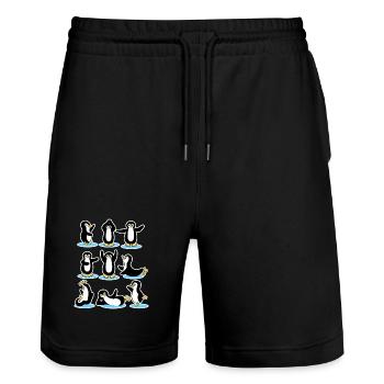 Patinage sur glace cool Antarctique Pingouin Oiseaux glacés - Short de jogging bio TRAINER Stanley/Stella unisexe - noir - Devant - Nik (191cm) & Marisol (170cm)
