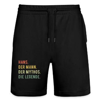 Hans Hansi Vorname Der Mann Der Mythos Die Legende - Stanley/Stella Unisex Bio Joggingshorts Trainer  - Schwarz - Vorne - Nik (191cm) & Marisol (170cm)