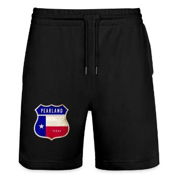 Design du drapeau Pearland Texas - Short de jogging bio TRAINER Stanley/Stella unisexe - noir - Devant - Nik (191cm) & Marisol (170cm)