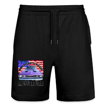 American Classic Muscle Car R6Z - Stanley/Stella Trainer Unisex Organic Jogging Shorts - black - Front - Nik (191cm) & Marisol (170cm)