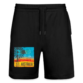 Australien Windrad Vintage Design - Stanley/Stella Unisex Bio Joggingshorts Trainer  - Schwarz - Vorne - Nik (191cm) & Marisol (170cm)