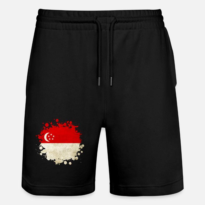 Design du drapeau de Singapour - Short de jogging bio TRAINER Stanley/Stella unisexe - noir