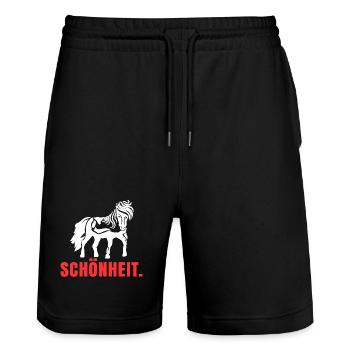 Cool Islandpferde Statement Spruch Isländer Pferde - Stanley/Stella Unisex Bio Joggingshorts Trainer  - Schwarz - Vorne - Nik (191cm) & Marisol (170cm)