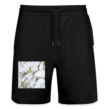 Marble White Gold Texture - Stanley/Stella Trainer Unisex Organic Jogging Shorts - black - Front - Nik (191cm) & Marisol (170cm)
