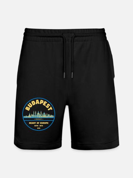 Budapest Skyline Emblem Heart of Europe - Stanley/Stella Trainer Unisex Organic Jogging Shorts - black