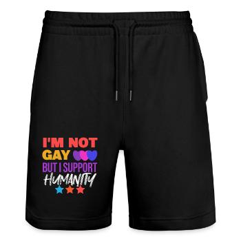 Cool Lgbt Statement Rechte Homosexueller Herz - Stanley/Stella Unisex Bio Joggingshorts Trainer  - Schwarz - Vorne - Nik (191cm) & Marisol (170cm)