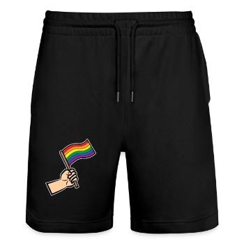 Rainbow Flag Human Rights Lgbt Sexuality - Stanley/Stella Trainer Unisex Organic Jogging Shorts - black - Front - Nik (191cm) & Marisol (170cm)