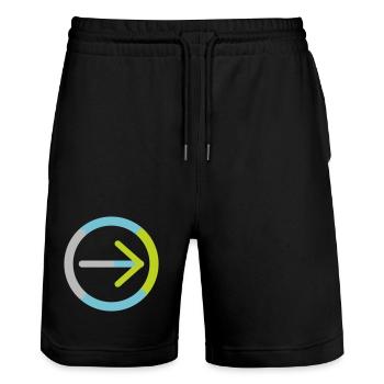 Das Logo der Genossenschaft für sich allein - Stanley/Stella Unisex Bio Joggingshorts Trainer  - Schwarz - Vorne - Nik (191cm) & Marisol (170cm)