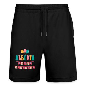 t-shirt joyeux anniversaire Alberta joyeux anniversaire - Short de jogging bio TRAINER Stanley/Stella unisexe - noir - Devant - Nik (191cm) & Marisol (170cm)