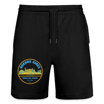 Buenos Aires Skyline Reina del Plata - Stanley/Stella Trainer Unisex Organic Jogging Shorts - black - Front - Nik (191cm) & Marisol (170cm)