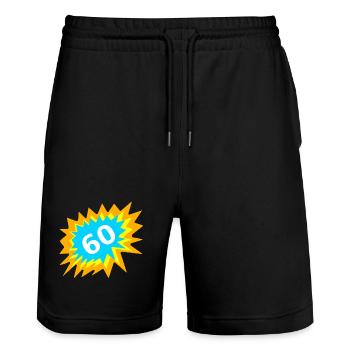geburtstagsoutfits, 60 bunt - Stanley/Stella Unisex Bio Joggingshorts Trainer  - Schwarz - Vorne - Nik (191cm) & Marisol (170cm)