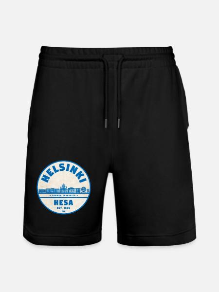 Helsinki Skyline Emblem 1550 - Stanley/Stella Trainer Unisex Organic Jogging Shorts - black