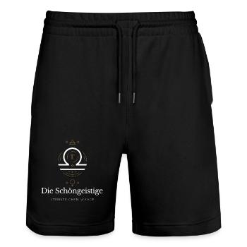 Waage Sternzeichen Glyphen - Stanley/Stella Unisex Bio Joggingshorts Trainer  - Schwarz - Vorne - Nik (191cm) & Marisol (170cm)
