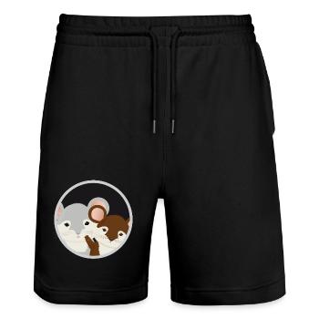 Deux souris mignonnes ensemble dans le trou de la souris - Short de jogging bio TRAINER Stanley/Stella unisexe - noir - Devant - Nik (191cm) & Marisol (170cm)