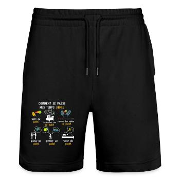 Temps libres padel cadeau padel - Short de jogging bio TRAINER Stanley/Stella unisexe - noir - Devant - Nik (191cm) & Marisol (170cm)