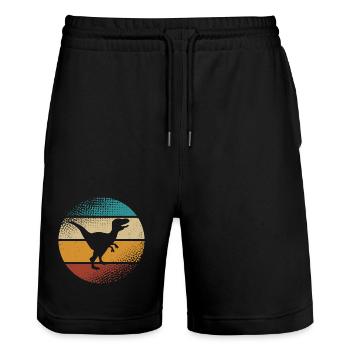 Velociraptor Dino Dinosaurs - Stanley/Stella Trainer Unisex Organic Jogging Shorts - black - Front - Nik (191cm) & Marisol (170cm)