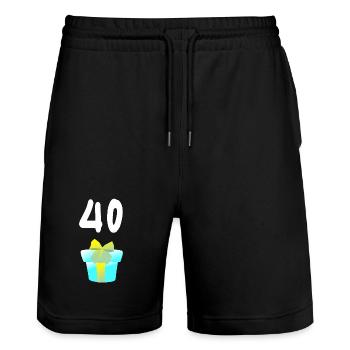 geschenk, 40 geschenkbox - Stanley/Stella Unisex Bio Joggingshorts Trainer  - Schwarz - Vorne - Nik (191cm) & Marisol (170cm)