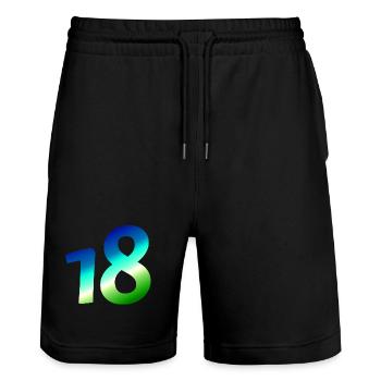 kleidung geburtstag, 18 karibischer Farbverlauf - Stanley/Stella Unisex Bio Joggingshorts Trainer  - Schwarz - Vorne - Nik (191cm) & Marisol (170cm)