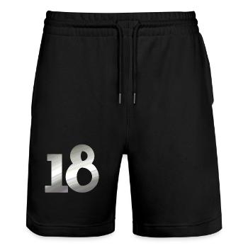 für männer, 18 metallischer farbverlauf - Stanley/Stella Unisex Bio Joggingshorts Trainer  - Schwarz - Vorne - Nik (191cm) & Marisol (170cm)