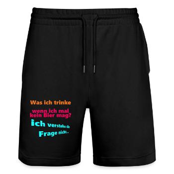 Was ich trinke, wenn ich mal kein Bier mag? - Stanley/Stella Unisex Bio Joggingshorts Trainer  - Schwarz - Vorne - Nik (191cm) & Marisol (170cm)