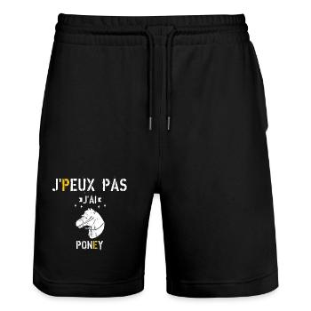 J Peux Pas J Ai Poney - Short de jogging bio TRAINER Stanley/Stella unisexe - noir - Devant - Nik (191cm) & Marisol (170cm)
