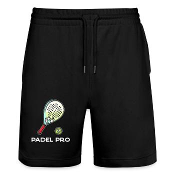 Padel Game Butterfly Ball Padel Statement Racket - Stanley/Stella Trainer Unisex Organic Jogging Shorts - black - Front - Nik (191cm) & Marisol (170cm)