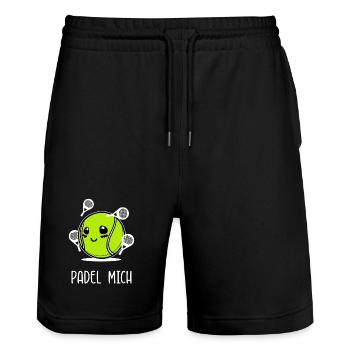 Tennis Spieler Sport Spruch Padel Schläger Bälle - Stanley/Stella Unisex Bio Joggingshorts Trainer  - Schwarz - Vorne - Nik (191cm) & Marisol (170cm)