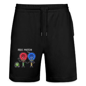 Padelteam Padel Spieler Ball Statement Racket - Stanley/Stella Unisex Bio Joggingshorts Trainer  - Schwarz - Vorne - Nik (191cm) & Marisol (170cm)