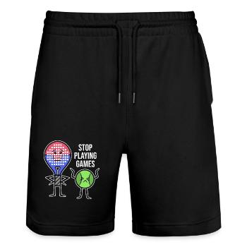 Déclaration du joueur Raquette Padel Padel Balles d’équipe - Short de jogging bio TRAINER Stanley/Stella unisexe - noir - Devant - Nik (191cm) & Marisol (170cm)