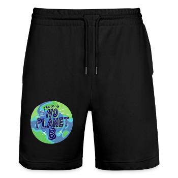 no planet B, mère nature, planète terre - Short de jogging bio TRAINER Stanley/Stella unisexe - noir - Devant - Nik (191cm) & Marisol (170cm)