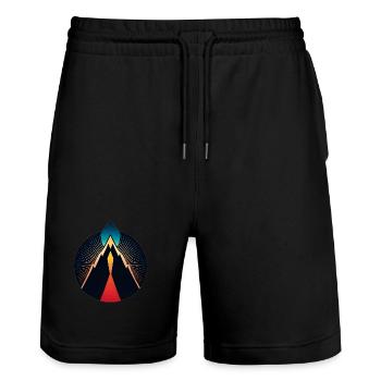 Vulkan Logo - Stanley/Stella Unisex Bio Joggingshorts Trainer  - Schwarz - Vorne - Nik (191cm) & Marisol (170cm)