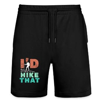Hiking Hiker Statement Mountain Summit Mountaineering - Stanley/Stella Trainer Unisex Organic Jogging Shorts - black - Front - Nik (191cm) & Marisol (170cm)