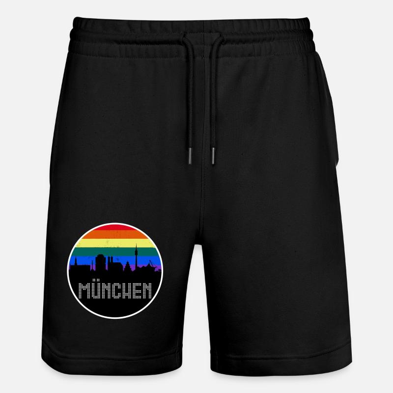 München Skyline Regenbogen - Stanley/Stella Unisex Bio Joggingshorts Trainer  - Schwarz