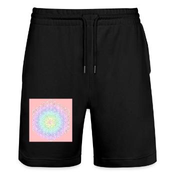 Blume des Lebens weiß - 5. Dimension - Stanley/Stella Unisex Bio Joggingshorts Trainer  - Schwarz - Vorne - Nik (191cm) & Marisol (170cm)