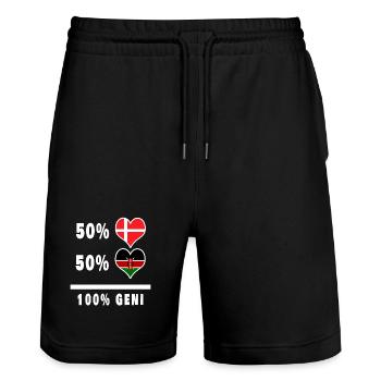 Kenia und Dänemark 100% geniale Flagge - Stanley/Stella Unisex Bio Joggingshorts Trainer  - Schwarz - Vorne - Nik (191cm) & Marisol (170cm)