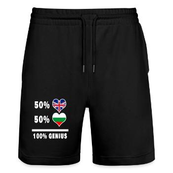 Bulgaria and Great Britain 100% Genius Flag - Stanley/Stella Trainer Unisex Organic Jogging Shorts - black - Front - Nik (191cm) & Marisol (170cm)