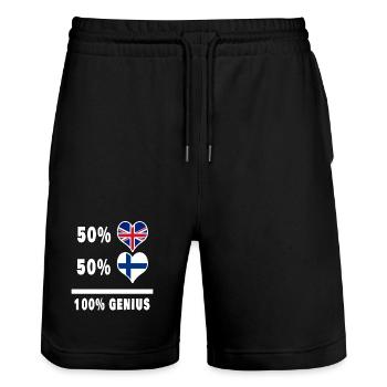 Finlande et Grande-Bretagne 100% Genius Flag - Short de jogging bio TRAINER Stanley/Stella unisexe - noir - Devant - Nik (191cm) & Marisol (170cm)