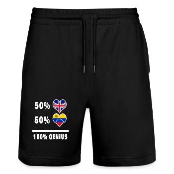 Venezuela et Grande-Bretagne 100% Genius Flag - Short de jogging bio TRAINER Stanley/Stella unisexe - noir - Devant - Nik (191cm) & Marisol (170cm)