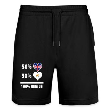 Zypern und Großbritannien 100% Genius Flagge - Stanley/Stella Unisex Bio Joggingshorts Trainer  - Schwarz - Vorne - Nik (191cm) & Marisol (170cm)