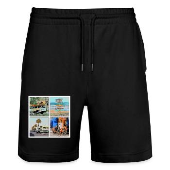CAMPING - Stanley/Stella Unisex Bio Joggingshorts Trainer  - Schwarz - Vorne - Nik (191cm) & Marisol (170cm)
