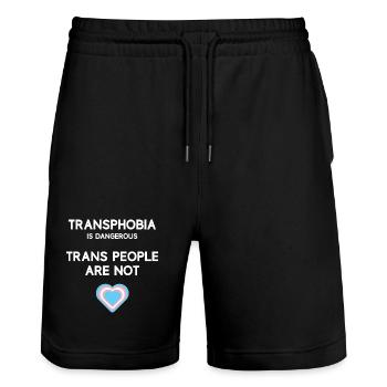 LGBT Pride Month - Trans Menschen - Stanley/Stella Unisex Bio Joggingshorts Trainer  - Schwarz - Vorne - Nik (191cm) & Marisol (170cm)