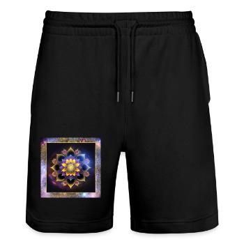 Mandala lotus flower - Stanley/Stella Trainer Unisex Organic Jogging Shorts - black - Front - Nik (191cm) & Marisol (170cm)