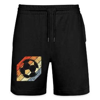 Vintage Football - Stanley/Stella Trainer Unisex Organic Jogging Shorts - black - Front - Nik (191cm) & Marisol (170cm)