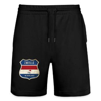 Zwolle Niederlande Wappen Design - Stanley/Stella Unisex Bio Joggingshorts Trainer  - Schwarz - Vorne - Nik (191cm) & Marisol (170cm)