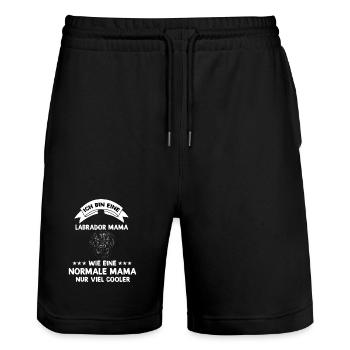 Ich bin ein Labrador Mama - Stanley/Stella Unisex Bio Joggingshorts Trainer  - Schwarz - Vorne - Nik (191cm) & Marisol (170cm)