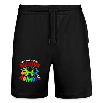 Balloon Twisting Design - Stanley/Stella Trainer Unisex Organic Jogging Shorts - black - Front - Nik (191cm) & Marisol (170cm)