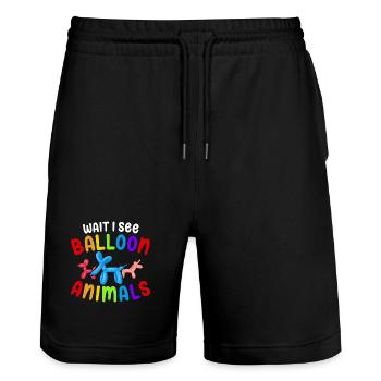 Balloon Twisting Design - Stanley/Stella Trainer Unisex Organic Jogging Shorts - black - Front - Nik (191cm) & Marisol (170cm)