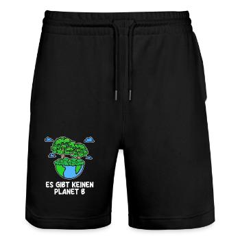 Baum Planet Erde Statement Umwelt Umweltfreundlich - Stanley/Stella Unisex Bio Joggingshorts Trainer  - Schwarz - Vorne - Nik (191cm) & Marisol (170cm)